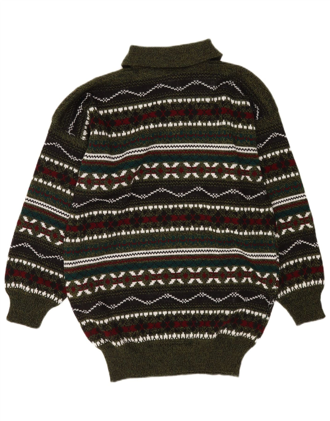 Vintage Herre Polo Neck Jumper Sweater Medium Flerfarvet Geometrisk