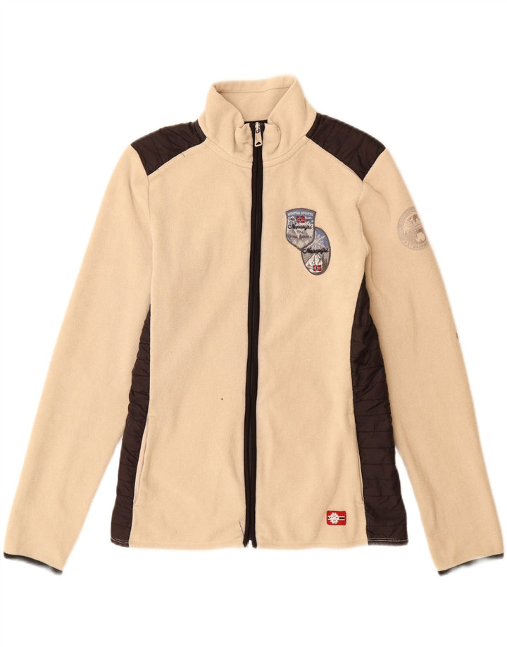 NAPAPIJRI Fleecejakke til kvinder UK 14 Large Beige Colourblock Polyester