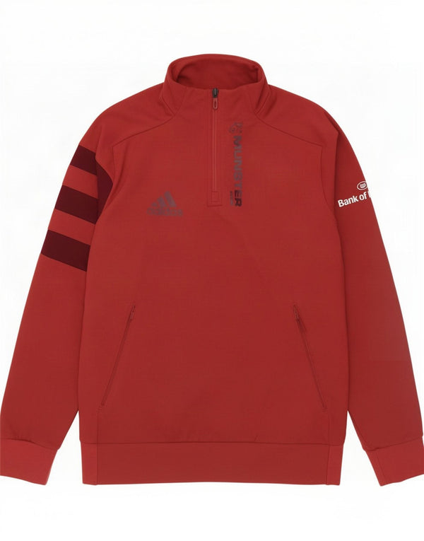 Adidas Herre Grafisk Zip Neck Sweatshirt Jumper Large Rød Polyester