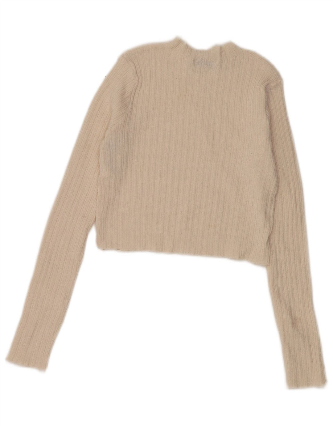 Zara Womens Crop Turtle Neck Jumper Sweater UK 8 Small Off White Polyester