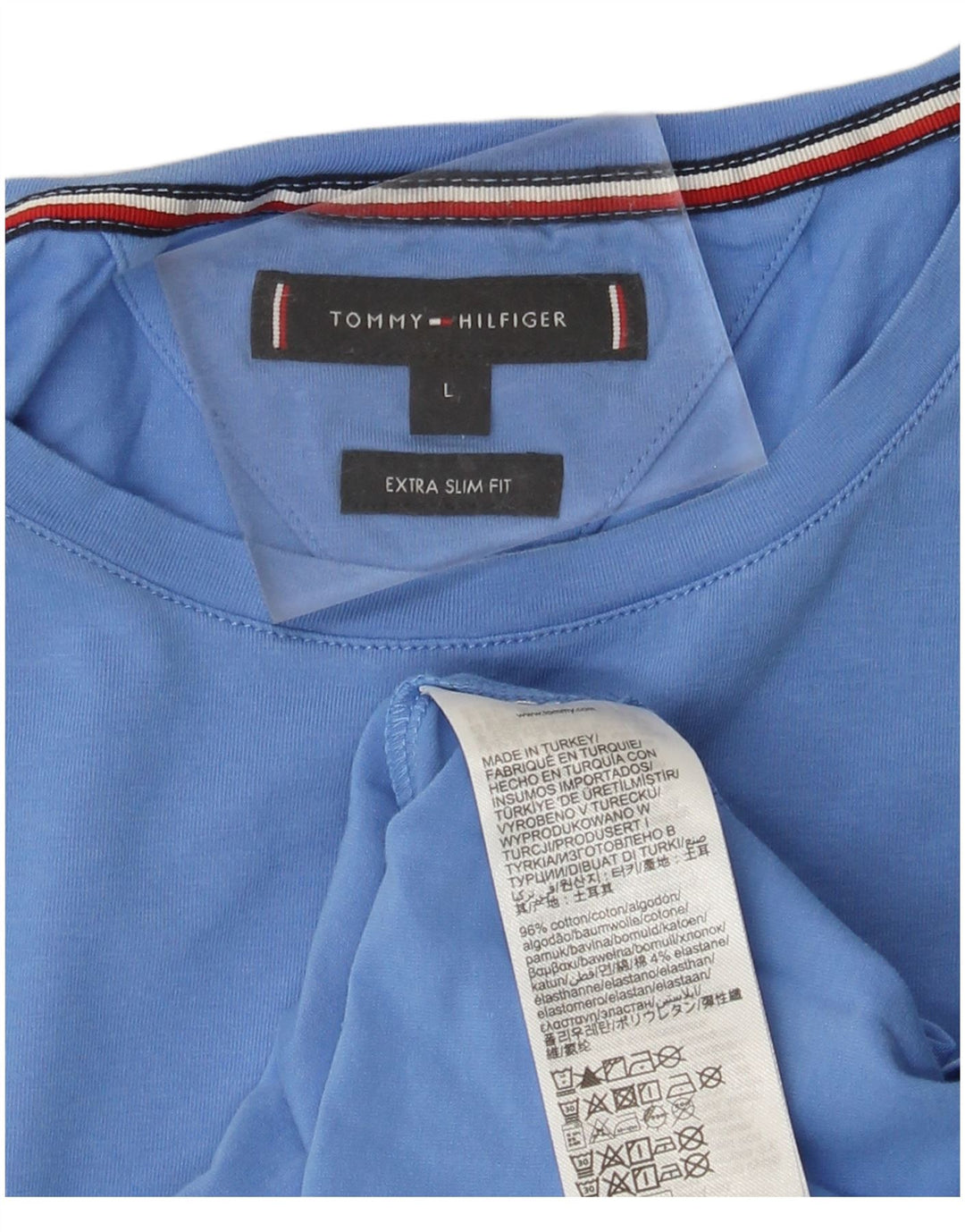 TOMMY HILFIGER Herre Extra Slim T-Shirt Top Stor Blå Bomuld
