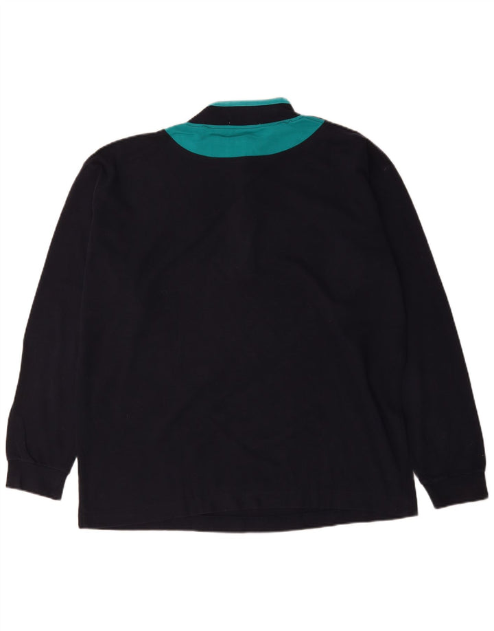 Fila Herre Zip Neck Pullover Træningsdragt Top IT 54 XL Navy Blue Colourblock