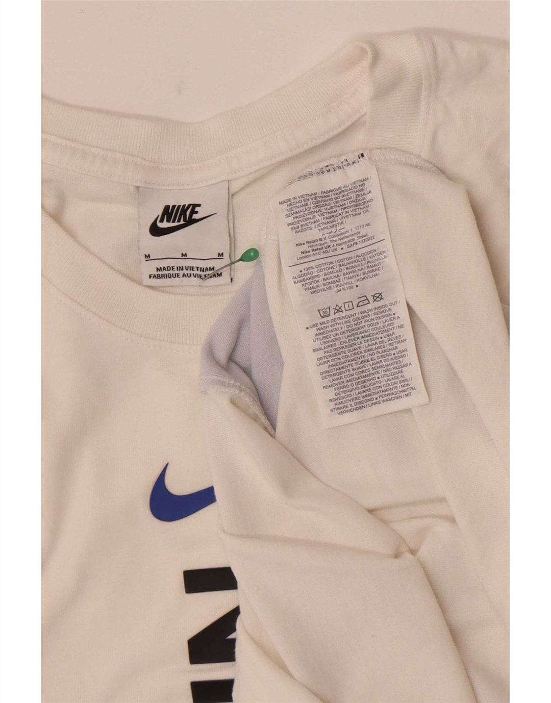 Nike Herre grafisk T-shirt Top Medium White Colourblock Bomuld