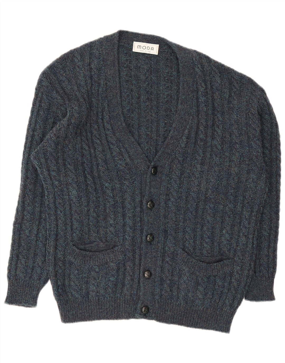 Vintage herre cardigan sweater stor marineblå