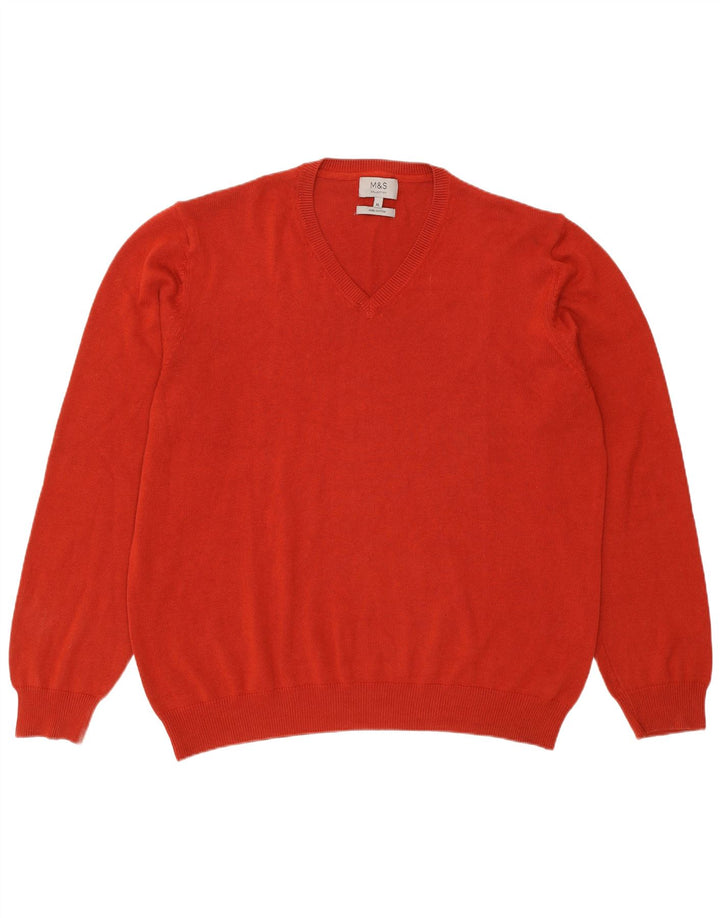 Marks & Spencer Herre V-hals sweater XL Rød Bomuld