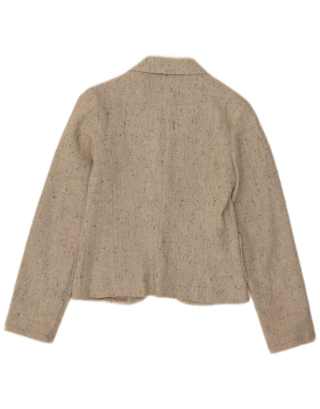 Vintage Dame Crop 1 Knap Blazer Jacket UK 4 XS Beige Flecked