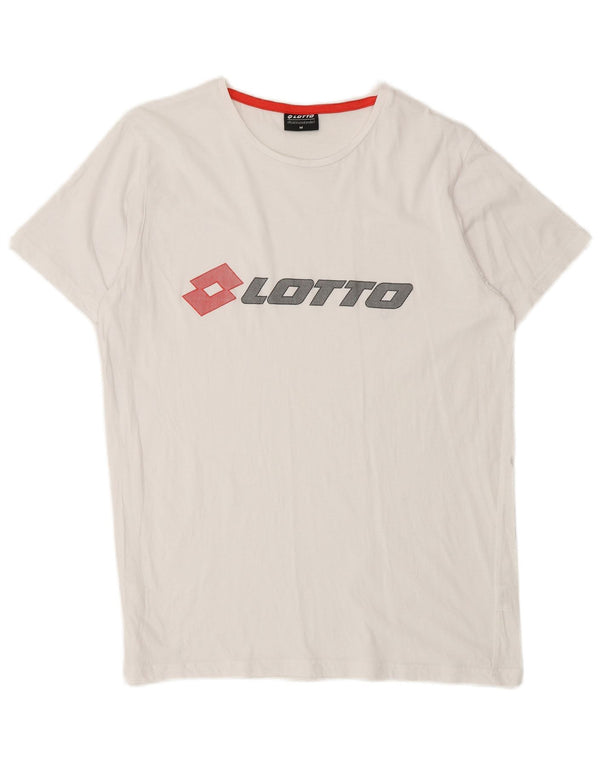 LOTTO Herre Grafisk T-Shirt Top Medium Hvid Bomuld