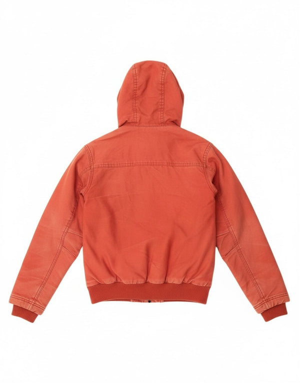 Quiksilver Dame Hooded Bomber Jacket UK 12 Medium Red Bomuld