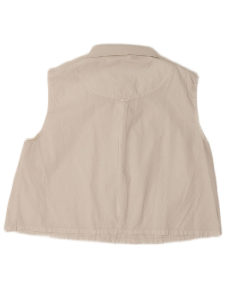 Max & Co. Womens Crop ærmeløs skjortebluse UK 12 Medium White