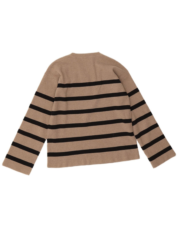 Marks & Spencer Dame sweater med rund hals DK 12 Medium Beige Stribet