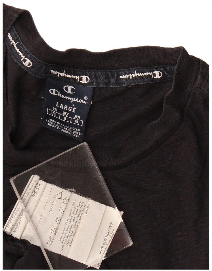 Champion Herre grafisk T-shirt Top Stor sort bomuld