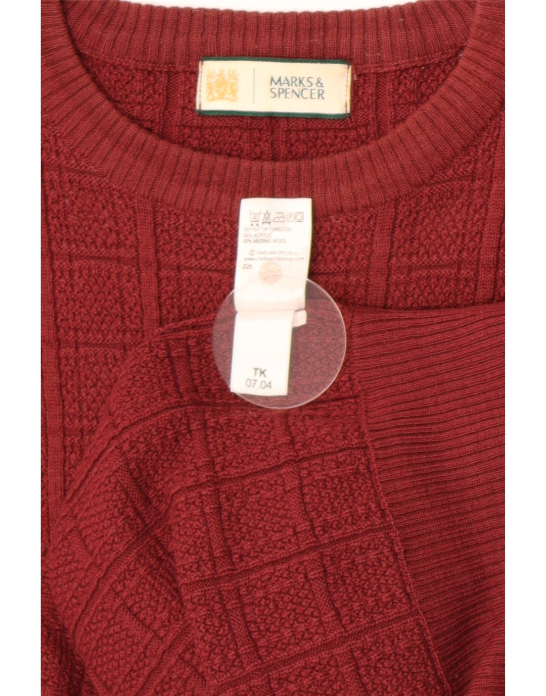 Marks & Spencer Herre sweater med rund hals, medium rød akryl