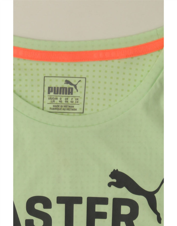 PUMA Womens Graphic T-Shirt Top UK 14 Medium Green Polyester Vintage Puma and Second-Hand Puma from Messina Hembry 