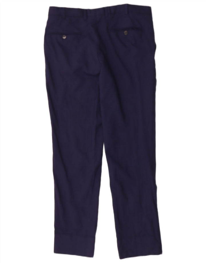 MASSIMO DUTTI Mens Slim Suit Trousers EU 42 Large W32 L30 Navy Blue Check