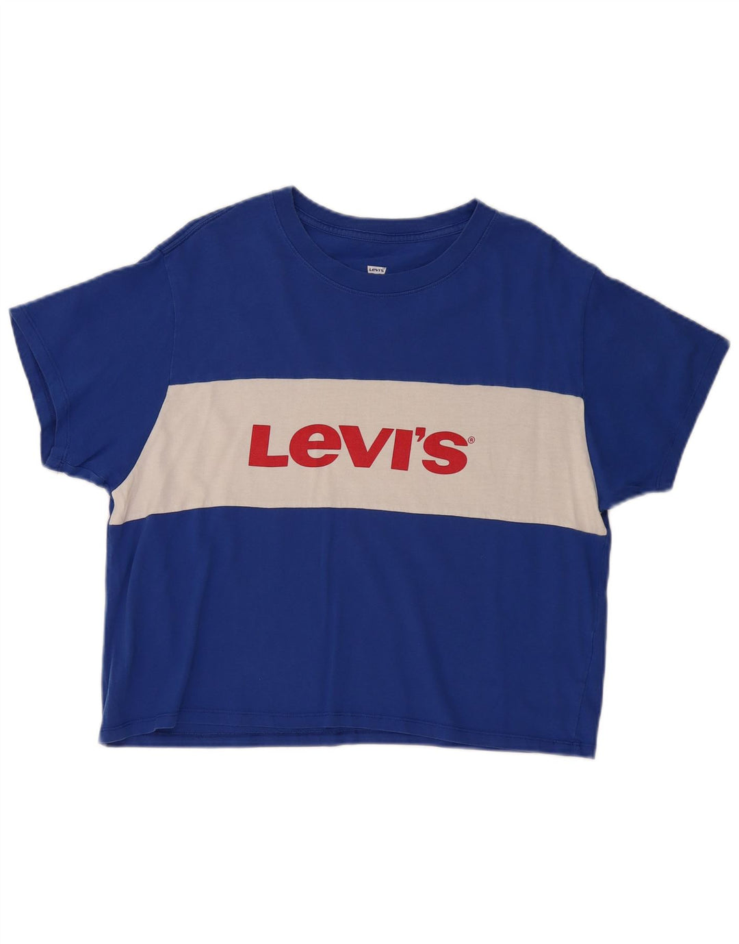 Levi's Grafisk T-shirt top til kvinder UK 14 Medium Blue Colourblock