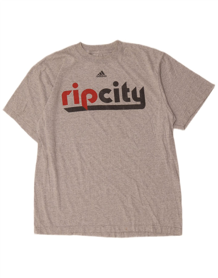 Adidas Herre Grafisk T-Shirt Top Stor Grå Bomuld