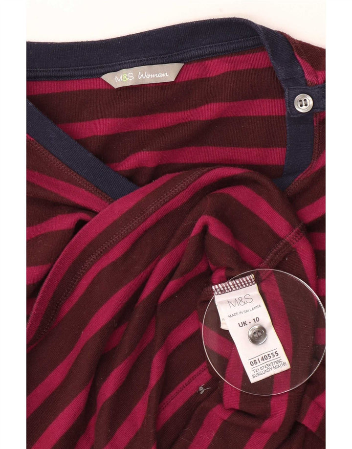Marks & Spencer 3/4-ærmet basiskjole til kvinder, UK 10, lille bordeaux stribet
