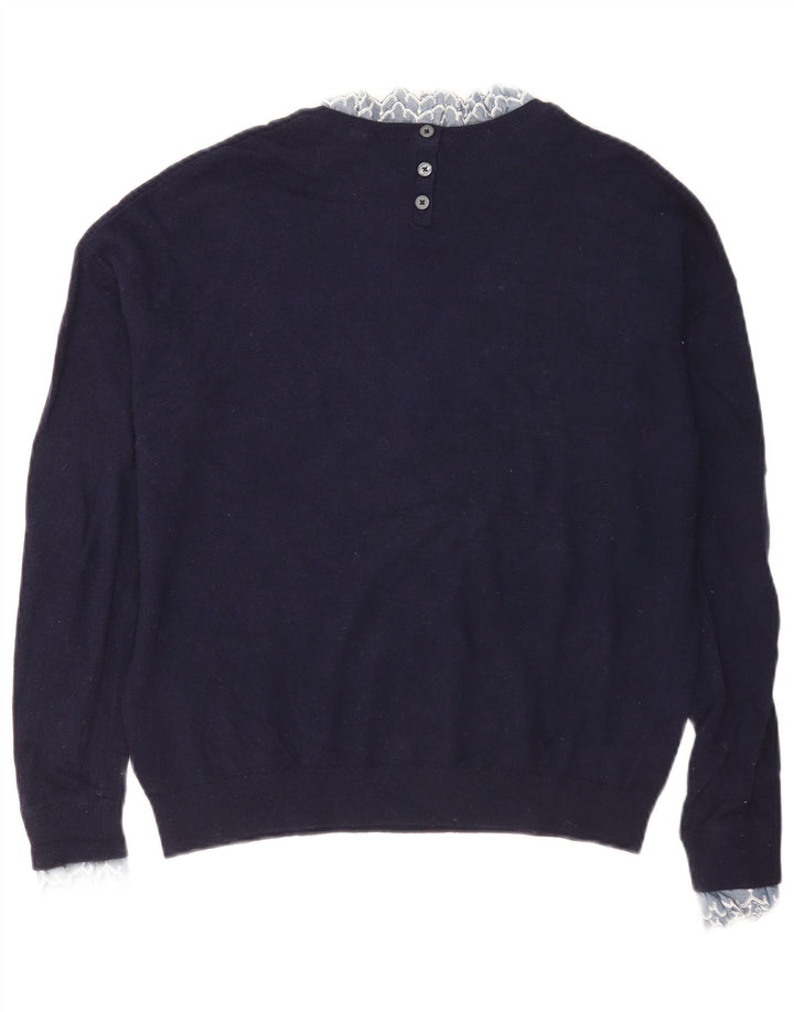 Boden Dame Oversized Turtle Neck Jumper Sweater UK 10 Small Navy Blue