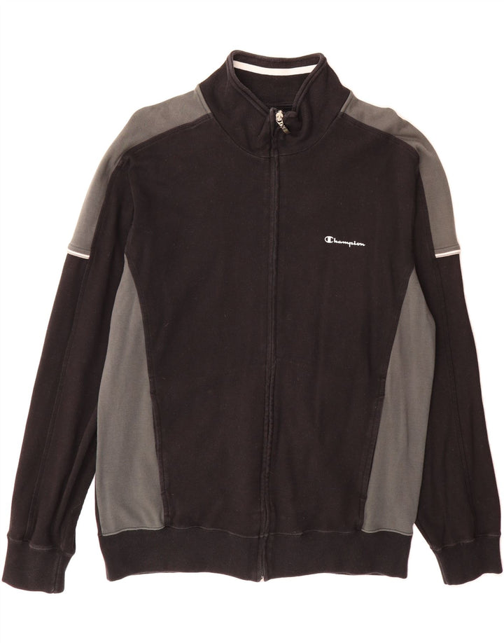 CHAMPION Mens Tracksuit Top Jacket Large Black Colourblock Cotton Vintage Champion and Second-Hand Champion from Messina Hembry 