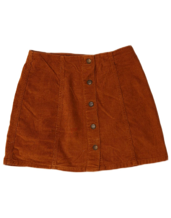 Topshop Dame Mini Corduroy Nederdel UK 10 Small W28 Brun Bomuld