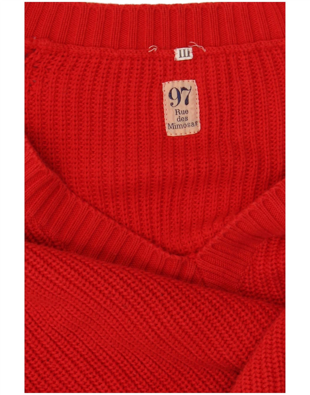 VINTAGE Herre V-hals sweater Stor rød bomuld