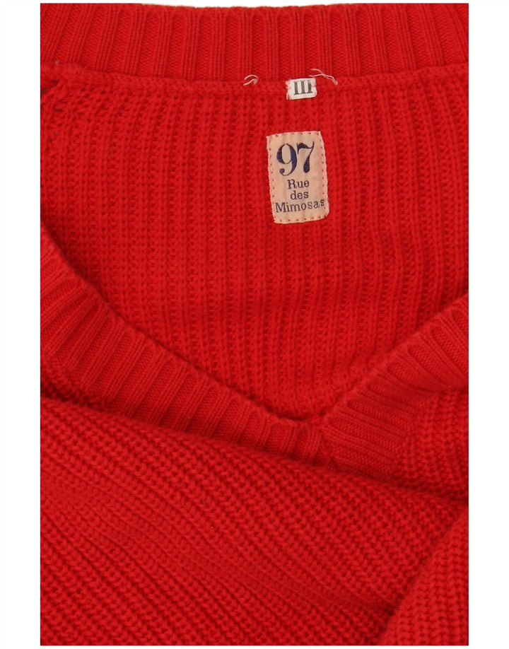VINTAGE Herre V-hals sweater Stor rød bomuld