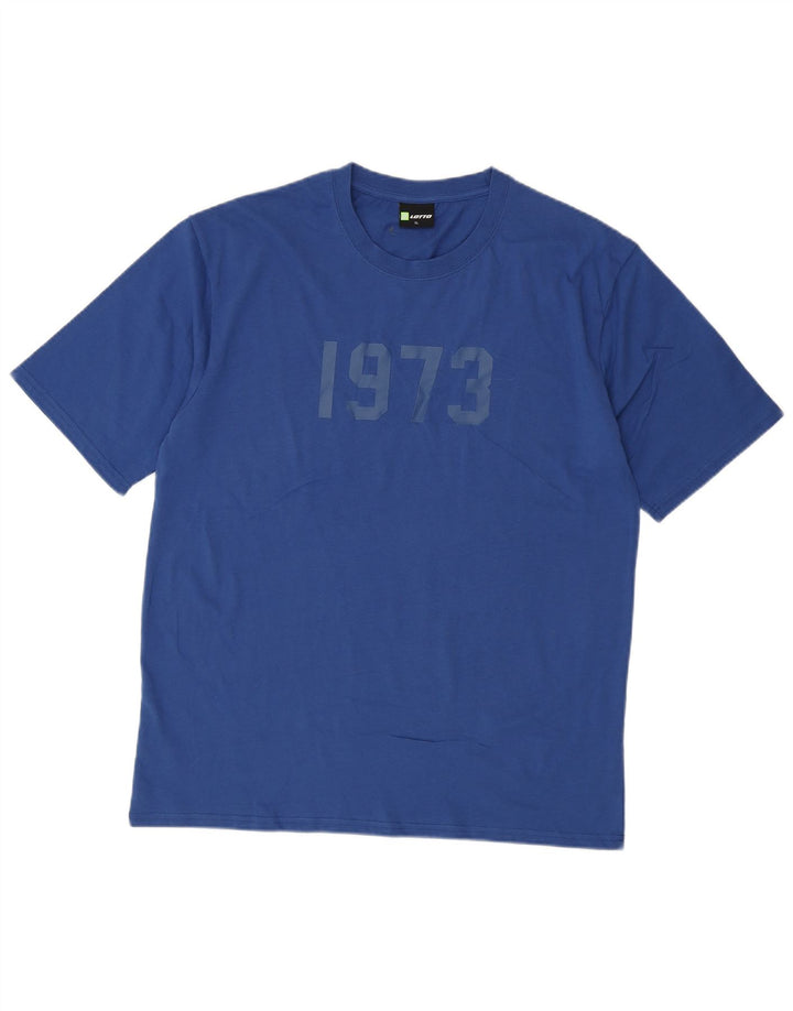 LOTTO Herre Grafisk T-Shirt Top XL Blå Bomuld