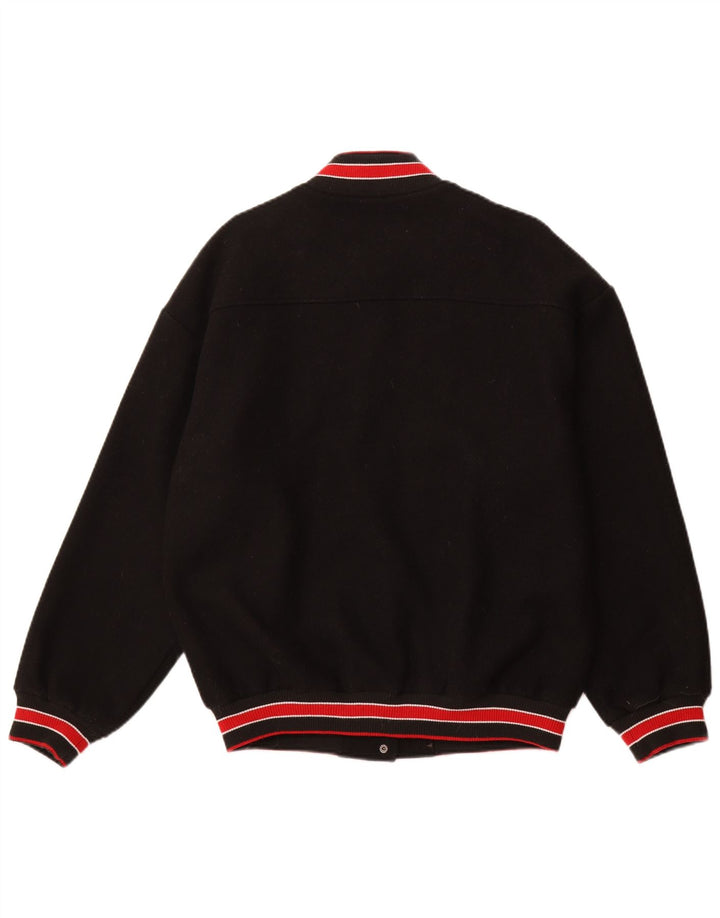 Vintage Herre Grafisk Varsity Jakke UK 38 Medium Sort Polyester