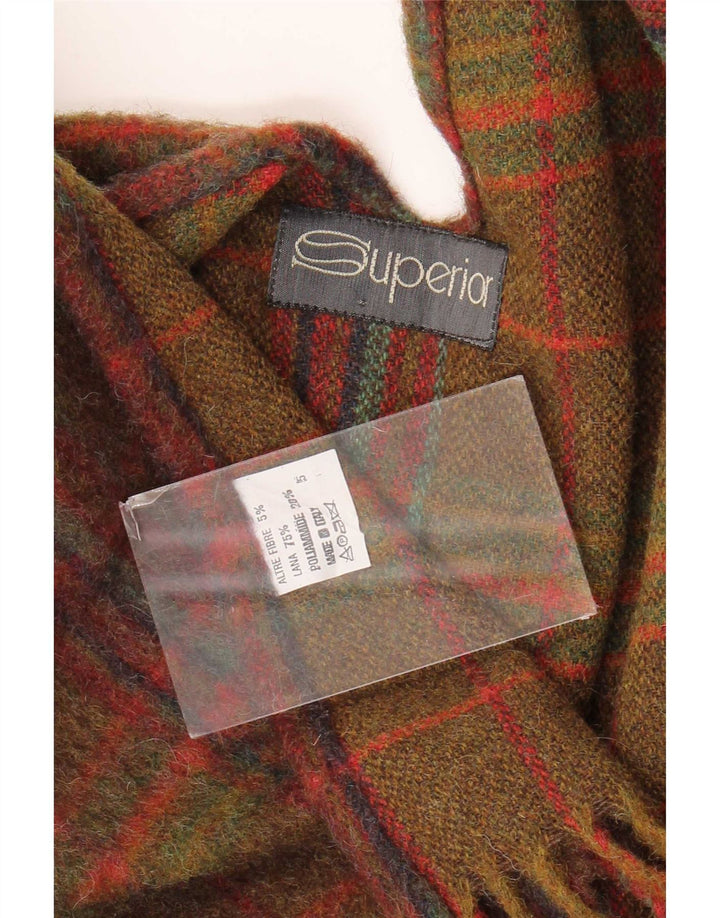 Superior Womens Open Poncho Jumper UK 16 Large Brown Plaid Uld