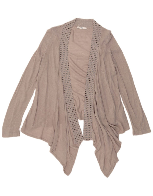 Marks & Spencer Dame Asymmetrisk Cardigan Top UK 14 Medium Grå Akryl