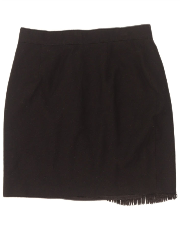 Vintage Dame Mini Wrap Skirt IT 46 Large W30 Black New Wool