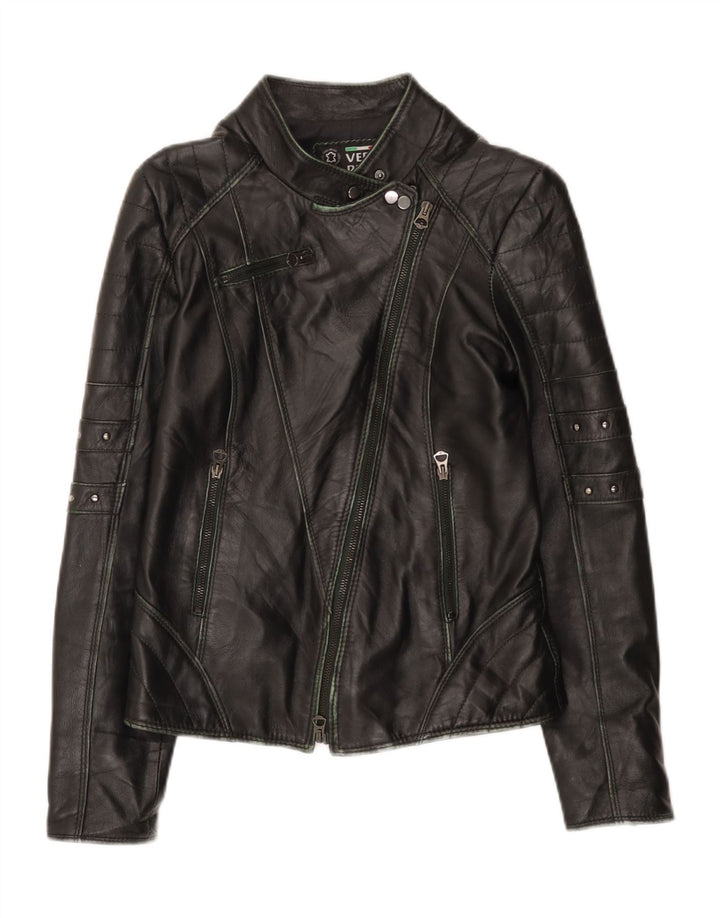 Vintage dame bikerjakke i læder IT 44 Medium sort læder