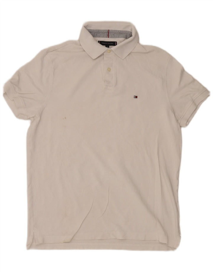 Tommy Hilfiger Herre Regular Fit Polo Shirt Medium White Bomuld