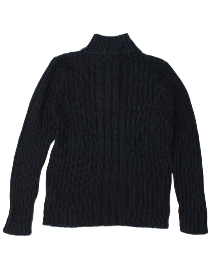 Zara Herre Button Neck Jumper Sweater Stor Marineblå Bomuld