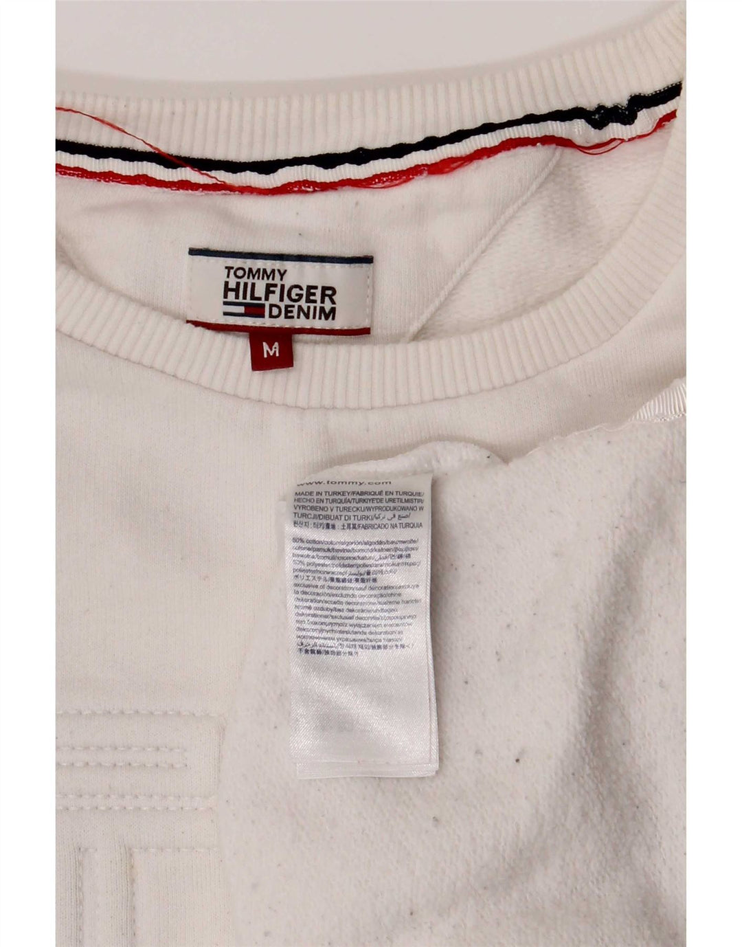 Tommy Hilfiger Herre Grafisk Sweatshirt Jumper Medium Hvid Bomuld