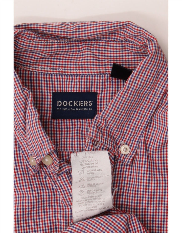 Dockers Kortærmet Herreskjorte Medium Rød Gingham Bomuld