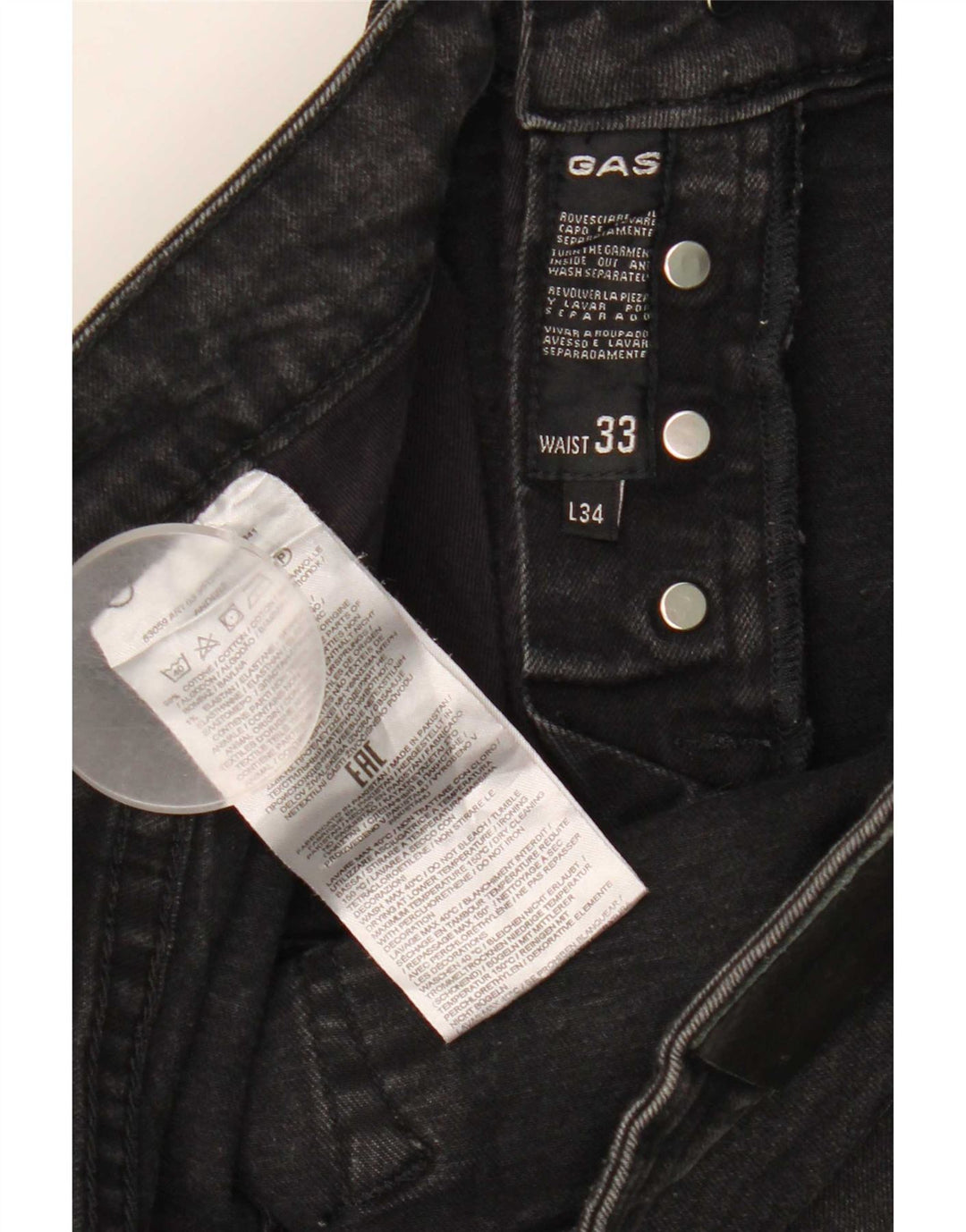 Gas Dame Anders Slim Jeans W33 L34 Sort Bomuld