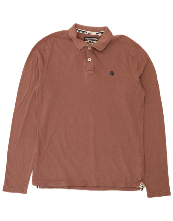 Fedt ansigt herre langærmet poloshirt Medium brun bomuld