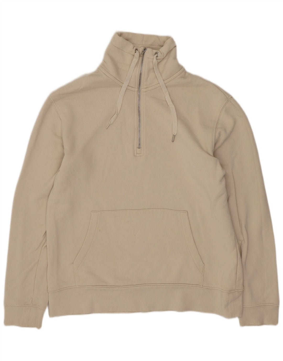 Zara Sweatshirt med lynlås til mænd, medium beige bomuld