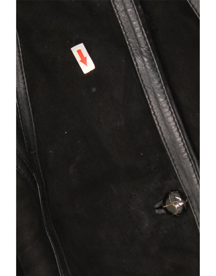 Vintage Dame Shearling Coat IT 44 Medium Black Patchwork Shearling