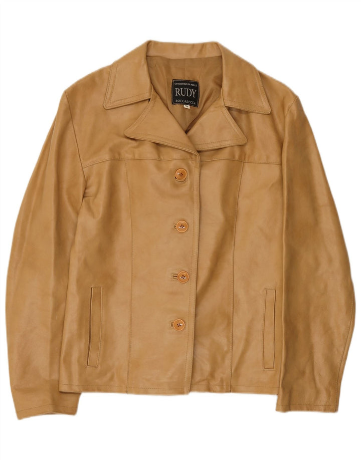 Vintage læderjakke til kvinder IT 44 Medium Beige Læder