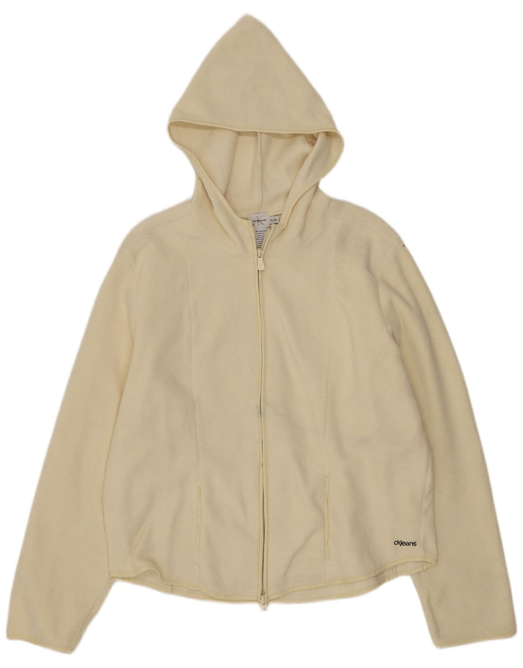 Calvin Klein Jeans Dame Hættejakke Fleecejakke UK 18 XL Off White Polyester