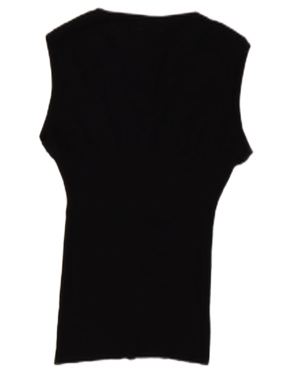 Benetton Dame Vest Tank Top UK 14 Stor Sort Uld