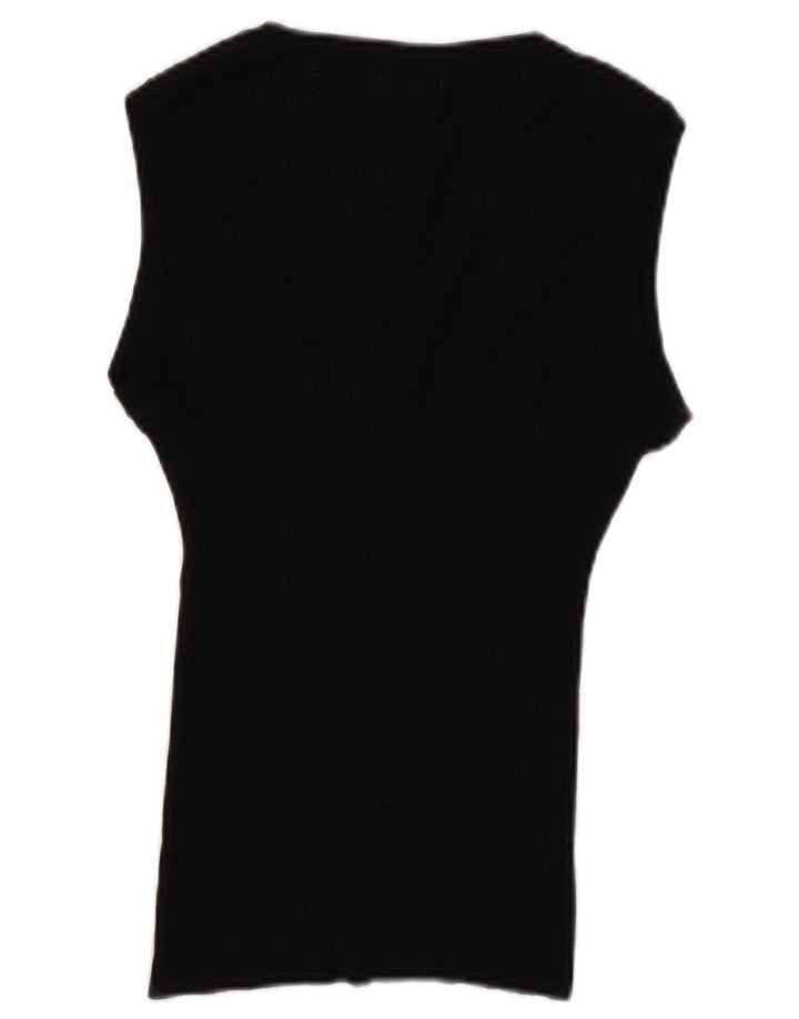 Benetton Dame Vest Tank Top UK 14 Stor Sort Uld