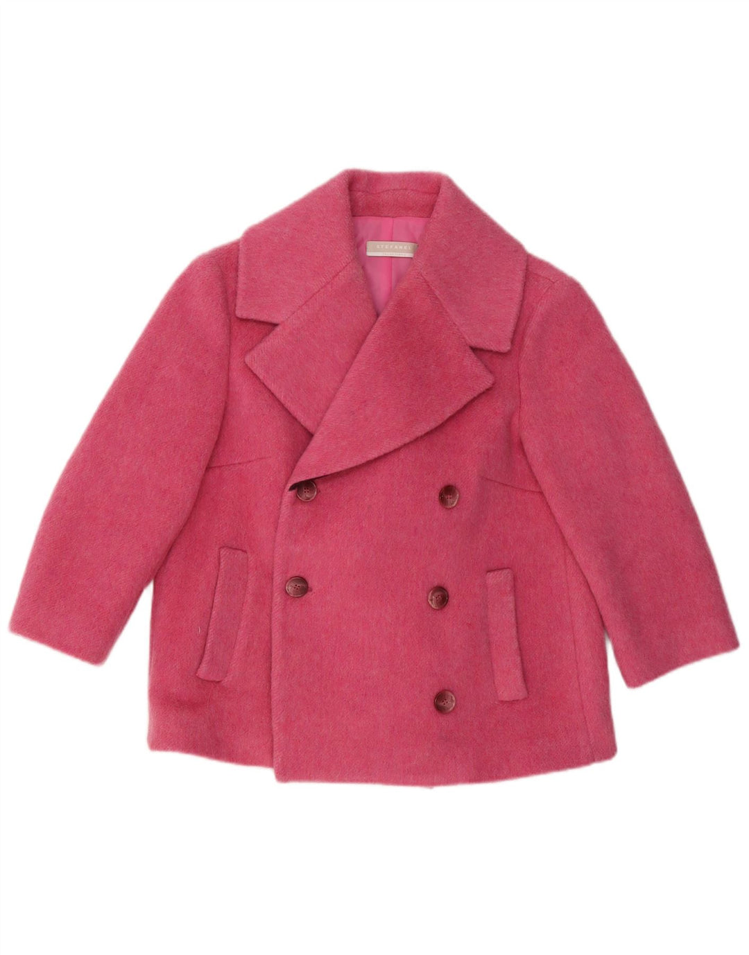 Stefanel Dame Kort 3/4-ærmet Ærtefrakke US 8 Medium Pink Uld