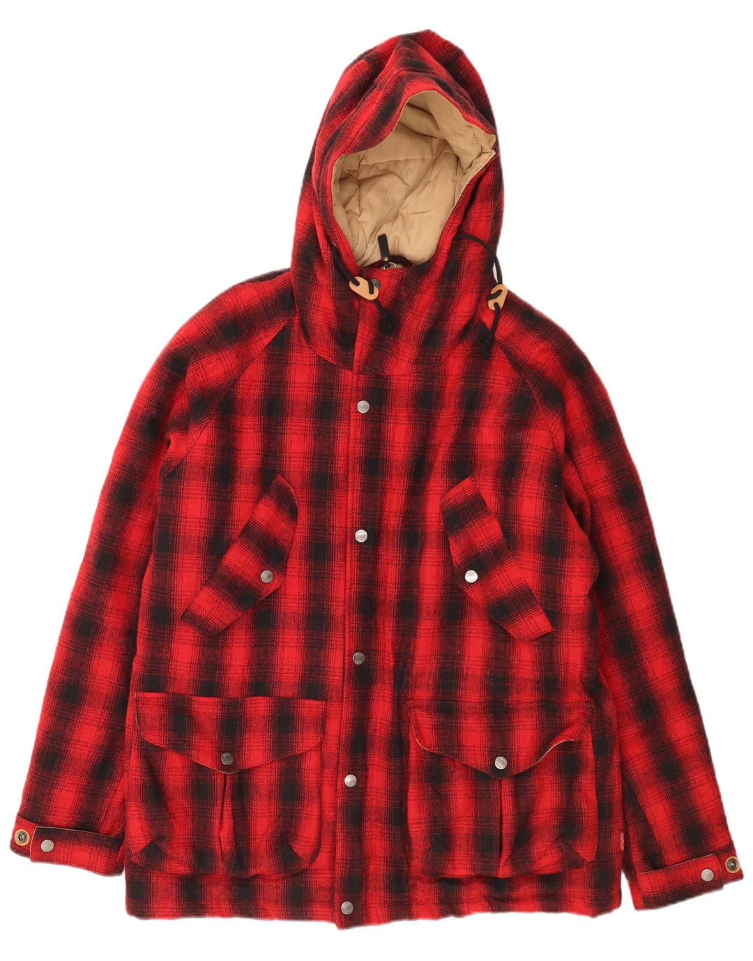 Rifle Herre Hooded Windbreaker Jacket UK 40 Large Red Check Polyester