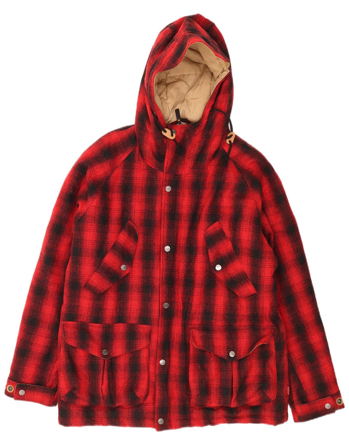 Rifle Herre Hooded Windbreaker Jacket UK 40 Large Red Check Polyester