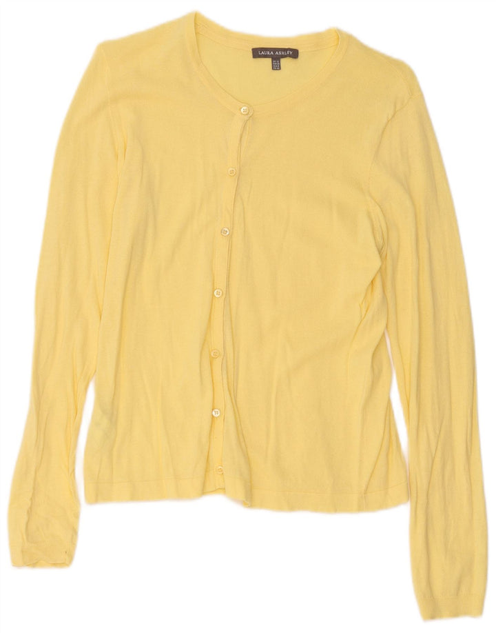 Laura Ashley Dame Cardigan Sweater UK 12 Medium Gul Bomuld