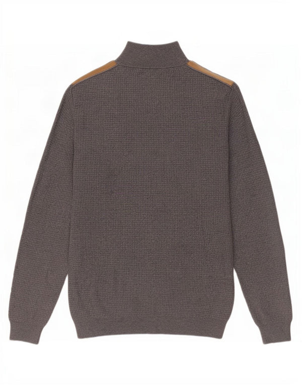 Massimo Dutti Herre Zip Neck Jumper Sweater Medium Grå Bomuld