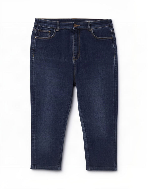 Marks & Spencer Womens Cropped Jeans UK 16 Large W32 L17 Navy Blue